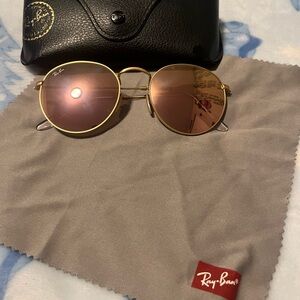 Ray-Ban Gold Frame Sunglasses with Brown Lenses